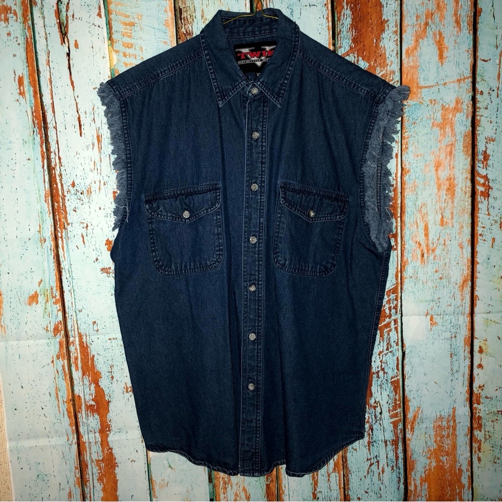 Twin V Motorcycle Apparel Sleeveless Jean Shirt